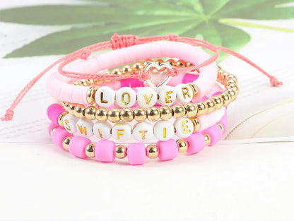 Bohemian Simple Style Letter Colorful Heart Shape Soft Clay Wholesale Bracelets