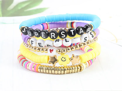 Bohemian Simple Style Letter Colorful Heart Shape Soft Clay Wholesale Bracelets