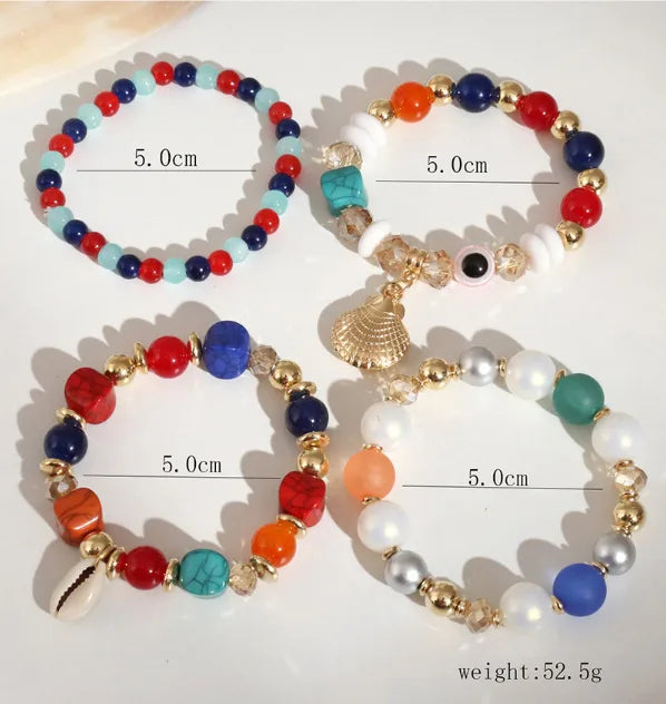 Bohemian Simple Style Shell Alloy Resin Glass Wholesale Bracelets