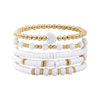 Bohemian Soft Clay Elastic Rope Heart Gold Spacer Bead Women's Bracelet Set Jewelry