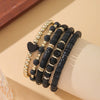 Bohemian Soft Clay Elastic Rope Heart Gold Spacer Bead Women's Bracelet Set Jewelry