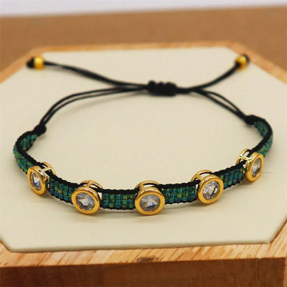 Bohemian Solid Color Zircon Glass Wholesale Bracelets