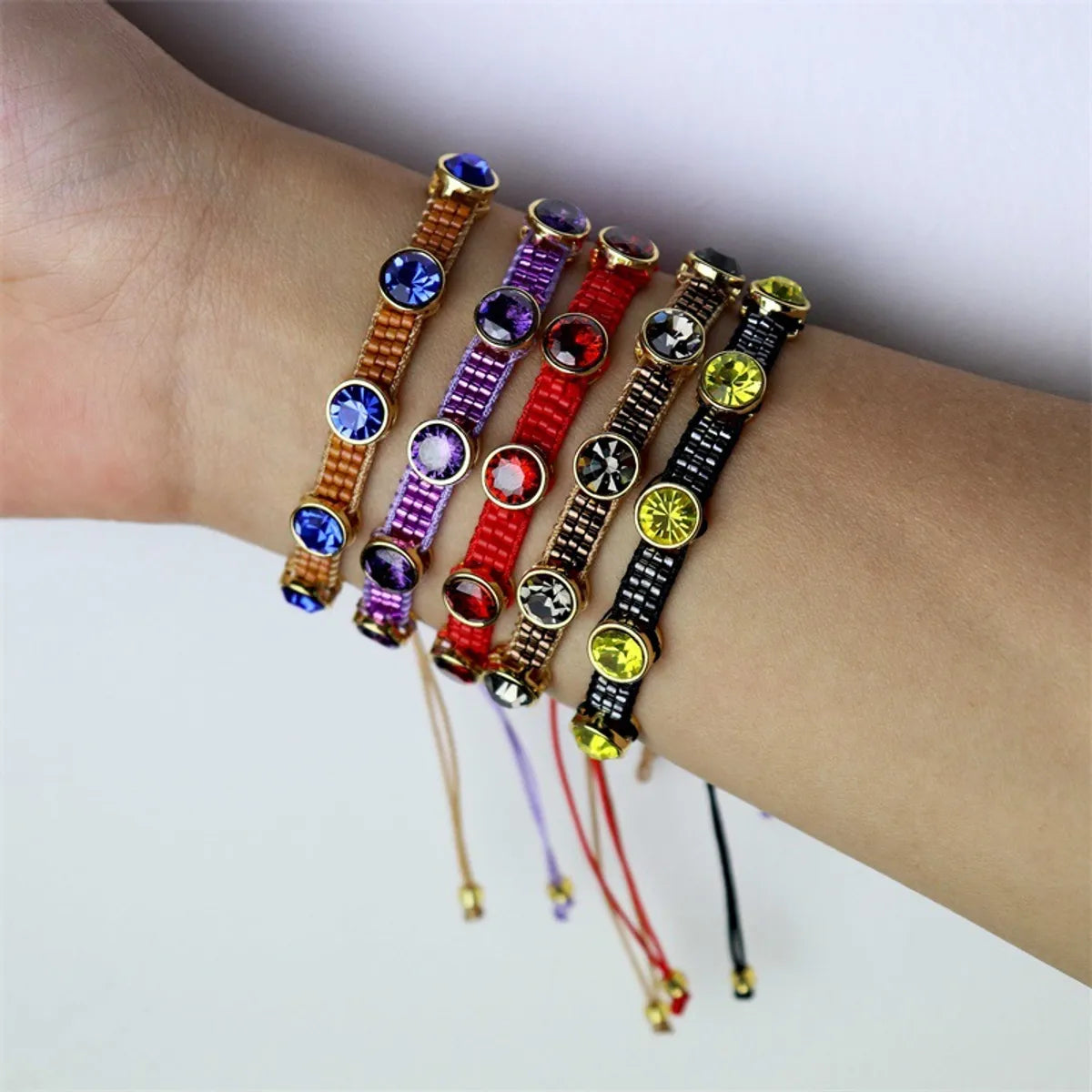 Bohemian Solid Color Zircon Glass Wholesale Bracelets