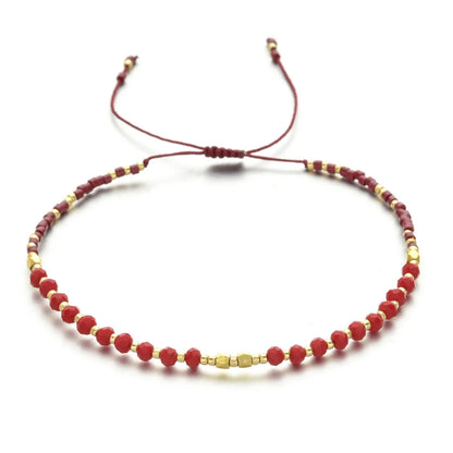 Bohemian Solid Color Natural Stone Drawstring Bracelets