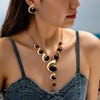 Bohemian Spiral Snail Pendant Yshaped Necklace And Earring Set For Women Electroplated Zinc Alloy Oval Jewelry