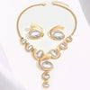 Bohemian Spiral Snail Pendant Yshaped Necklace And Earring Set For Women Electroplated Zinc Alloy Oval Jewelry