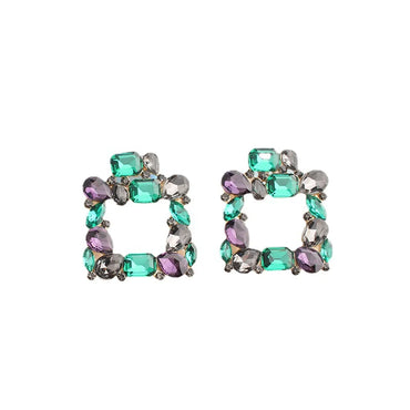 Bohemian Square Alloy Plating Glass Women's Ear Studs 1 Pair