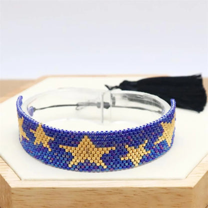 Bohemian Star Glass Tassel Unisex Bracelets 1 Piece