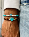 Bohemian Stone Wood Beads Geometric Stretch Bracelet Unisex Manual Design