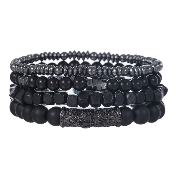 Bohemian Stone Wood Beads Geometric Stretch Bracelet Unisex Manual Design
