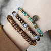 Bohemian Stone Wood Beads Geometric Stretch Bracelet Unisex Manual Design