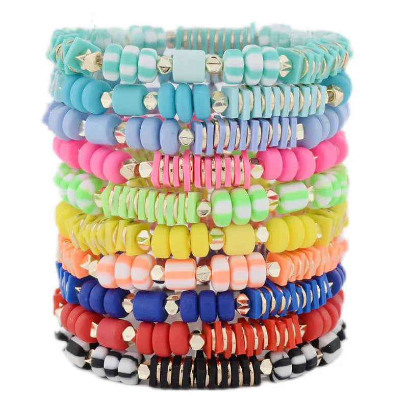 Bohemian Streetwear Geometric Mixed Materials Soft Clay Women'S Bracelets