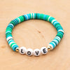 Bohemian Style 6mm Soft Pottery Bracelet Acrylic Word Love Letter Beads Gold Bead Bracelet