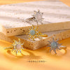 Bohemian Style Copper Ring With Geometric Pattern And Electroplating Open And Micropaved Zircon Sunflower Design