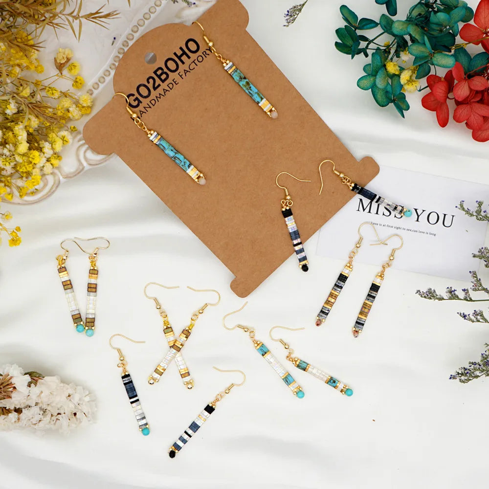 Bohemian Style Creative Rainbow Beads Long Earrings