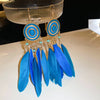 Bohemian Style Distinctive Feather Long Tassel Handmade Geometric Ear Hook All Match Women's Earrings
