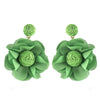 Bohemian Style Fabric Rafi Grass Handmade Flower Earrings For Women