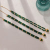 Bohemian Style Green Stone Stitching Beaded Titanium Steel Necklace With Love Shaped Pendant And Electroplating Treatment