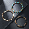 Bohemian Style Handmade Geometric Wooden Bead And Coconut Shell Bracelet For Men And Women