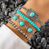 Bohemian Style Inlaid Turquoise Alloy Bracelet Suit With Exaggerated Butterfly Design Electroplated For Women