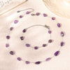 Bohemian Style Irregular Purple Natural Stone And Stainless Steel Bracelet And Clavicle Necklace For Women With Electroplating