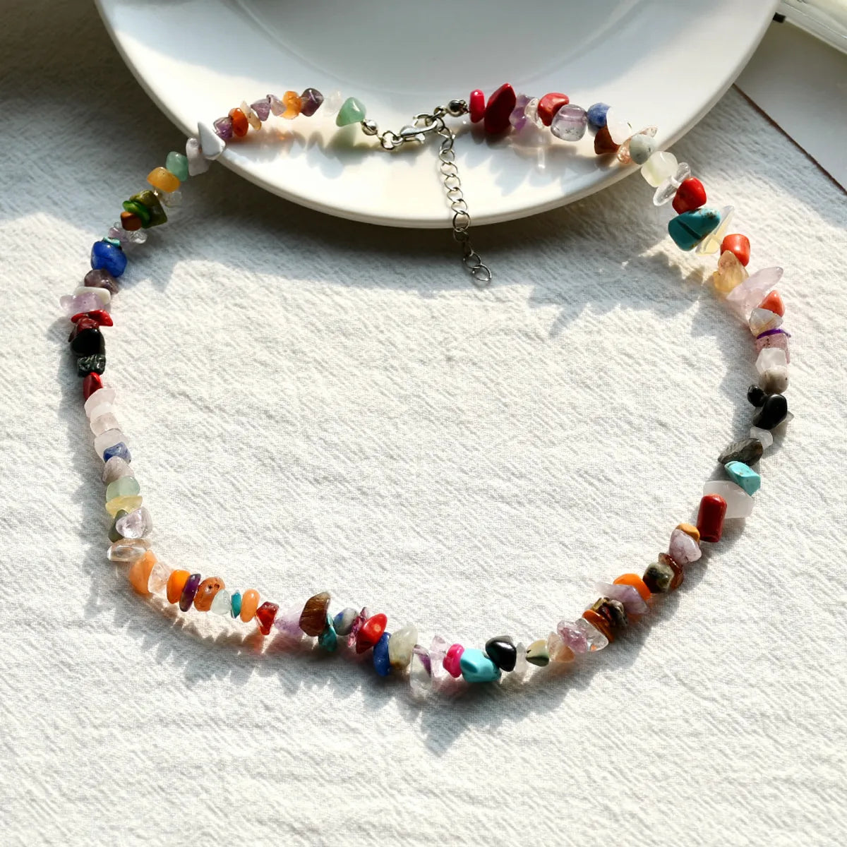 Bohemian Style Mixed Color Crystal Simple Gravel Necklace