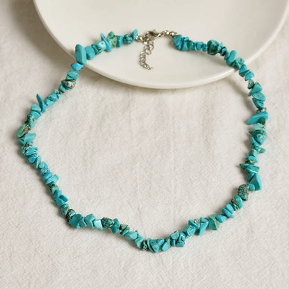 Bohemian Style Mixed Color Crystal Simple Gravel Necklace