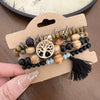 Bohemian Style Multi Layer Handmade Sandalwood Beaded Geometric Shaped Bracelet For Women