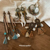 Bohemian Style Old Tassel Beaded Ear Hook Long Earrings Handmade With Artificial Leather And Flower Shape