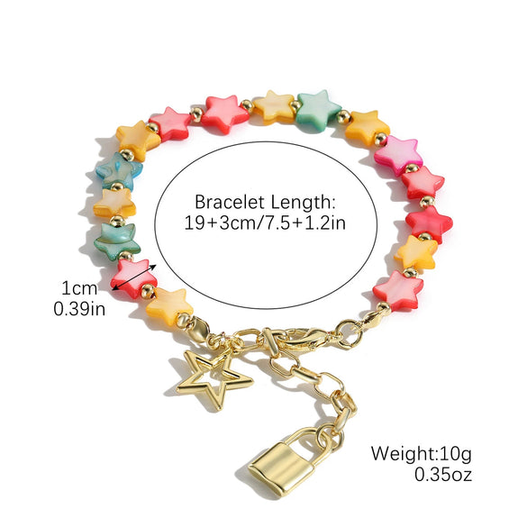 Bohemian Style Shell Bracelet With Starfish Pendant Electroplated Geometric Heart Bow Design For Women