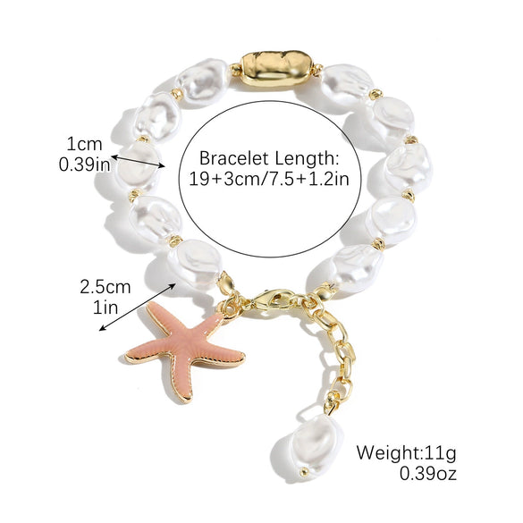 Bohemian Style Shell Bracelet With Starfish Pendant Electroplated Geometric Heart Bow Design For Women