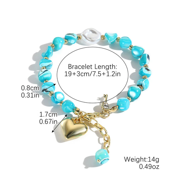 Bohemian Style Shell Bracelet With Starfish Pendant Electroplated Geometric Heart Bow Design For Women