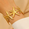 Bohemian Style Stainless Steel Open Bracelet With Starfish And Ocean Design Electroplated