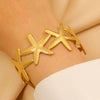 Bohemian Style Stainless Steel Open Bracelet With Starfish And Ocean Design Electroplated