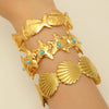 Bohemian Style Stainless Steel Open Bracelet With Starfish And Ocean Design Electroplated