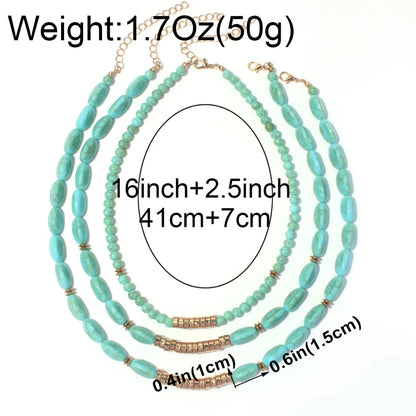 Bohemian Style Turquoise Multi-layer Personalized Fashion Necklace For Women