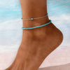 Bohemian Style Turquoise Rice Bead Anklet Set Alloy Geometric Women's Foot Accessories