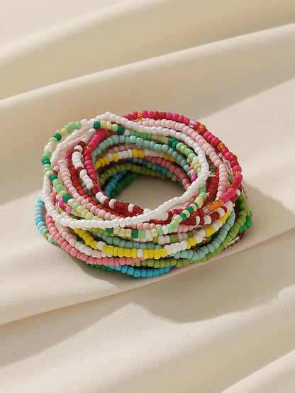 Bohemian Sweet Colorful Synthetic Resin Beaded Women'S Bracelets