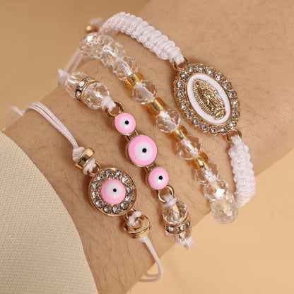 Bohemian Sweet Eye Alloy Seed Bead Inlay Zircon 18K Gold Plated Women'S Bracelets