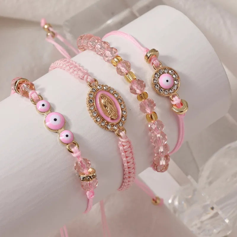 Bohemian Sweet Eye Alloy Seed Bead Inlay Zircon 18K Gold Plated Women'S Bracelets