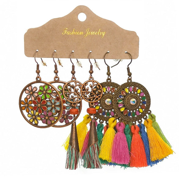 Bohemian Tassel Earrings Alloy Electroplating Retro Ethnic Ear Jewelry