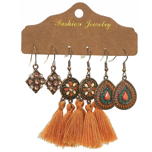 Bohemian Tassel Earrings Alloy Electroplating Retro Ethnic Ear Jewelry