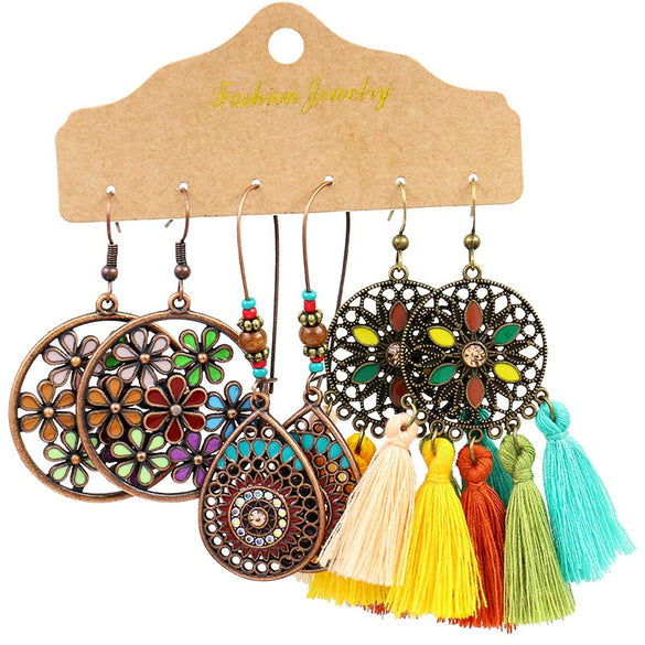 Bohemian Tassel Earrings Alloy Electroplating Retro Ethnic Ear Jewelry