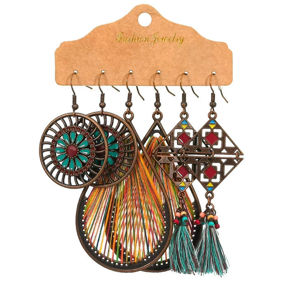 Bohemian Tassel Earrings Alloy Electroplating Retro Ethnic Ear Jewelry