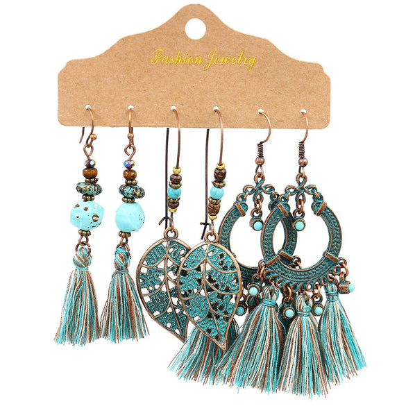 Bohemian Tassel Earrings Alloy Electroplating Retro Ethnic Ear Jewelry