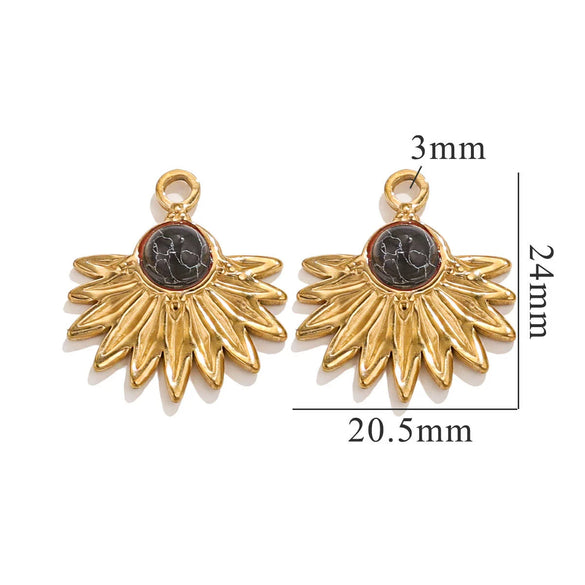 Bohemian Totem Inlay Stainless Steel Sunflower Natural Stone Earrings Necklace Pendant Jewelry Making Supplies