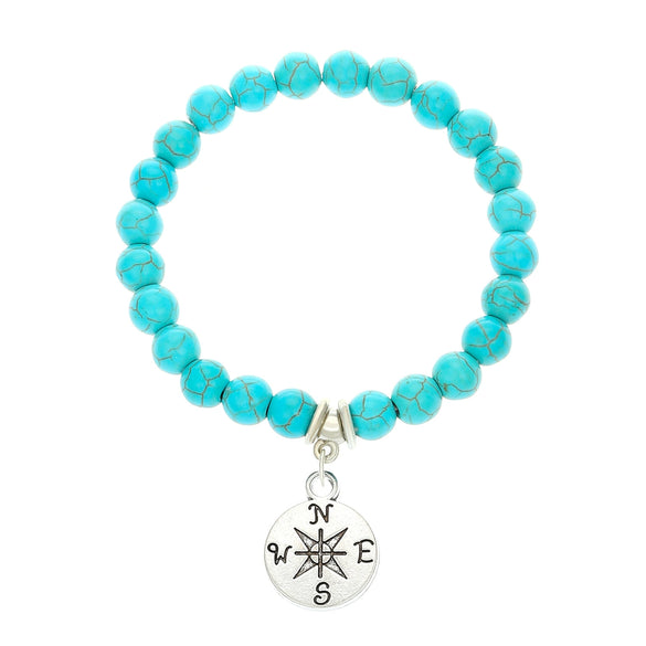Bohemian Turquoise Beaded Alloy Handmade Bracelet With Cross Starfish Turtle Geometric Design