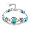 Bohemian Turquoise Beaded Alloy Handmade Bracelet With Cross Starfish Turtle Geometric Design