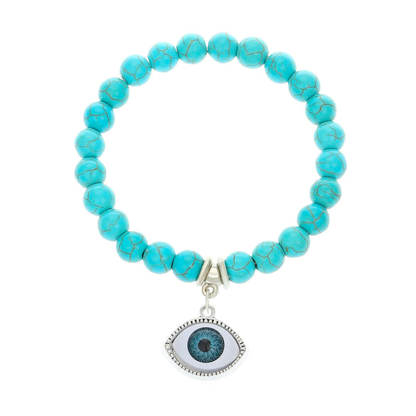 Bohemian Turquoise Beaded Alloy Handmade Bracelet With Cross Starfish Turtle Geometric Design