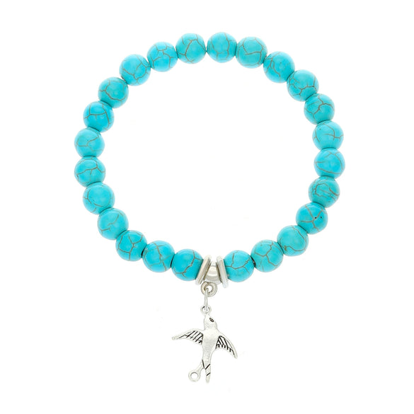 Bohemian Turquoise Beaded Alloy Handmade Bracelet With Cross Starfish Turtle Geometric Design
